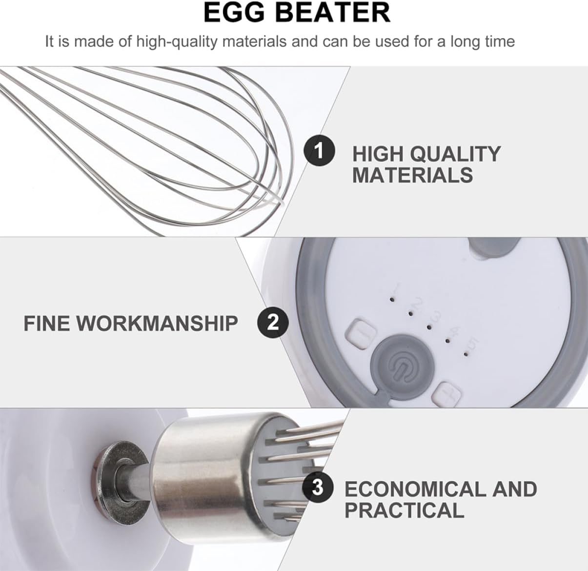 1set Cordless Egg Mixer Gear Electric Hand Blender Rechargeable Baking Whisk