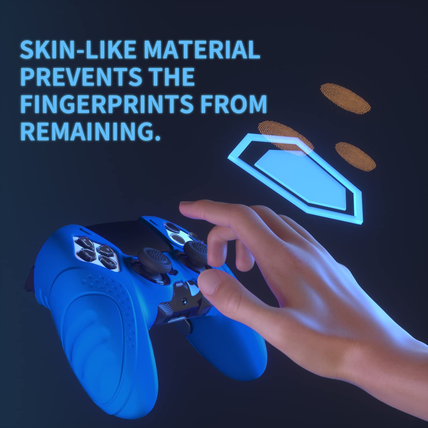 PlayVital Skórki do ps5 Edge Controller,Miękka Silikonowe Ochronne do ps5 Edge,Ergonomiczne Obudowy z Nakładkami Kciuki-Niebieski(Guardian Edition)