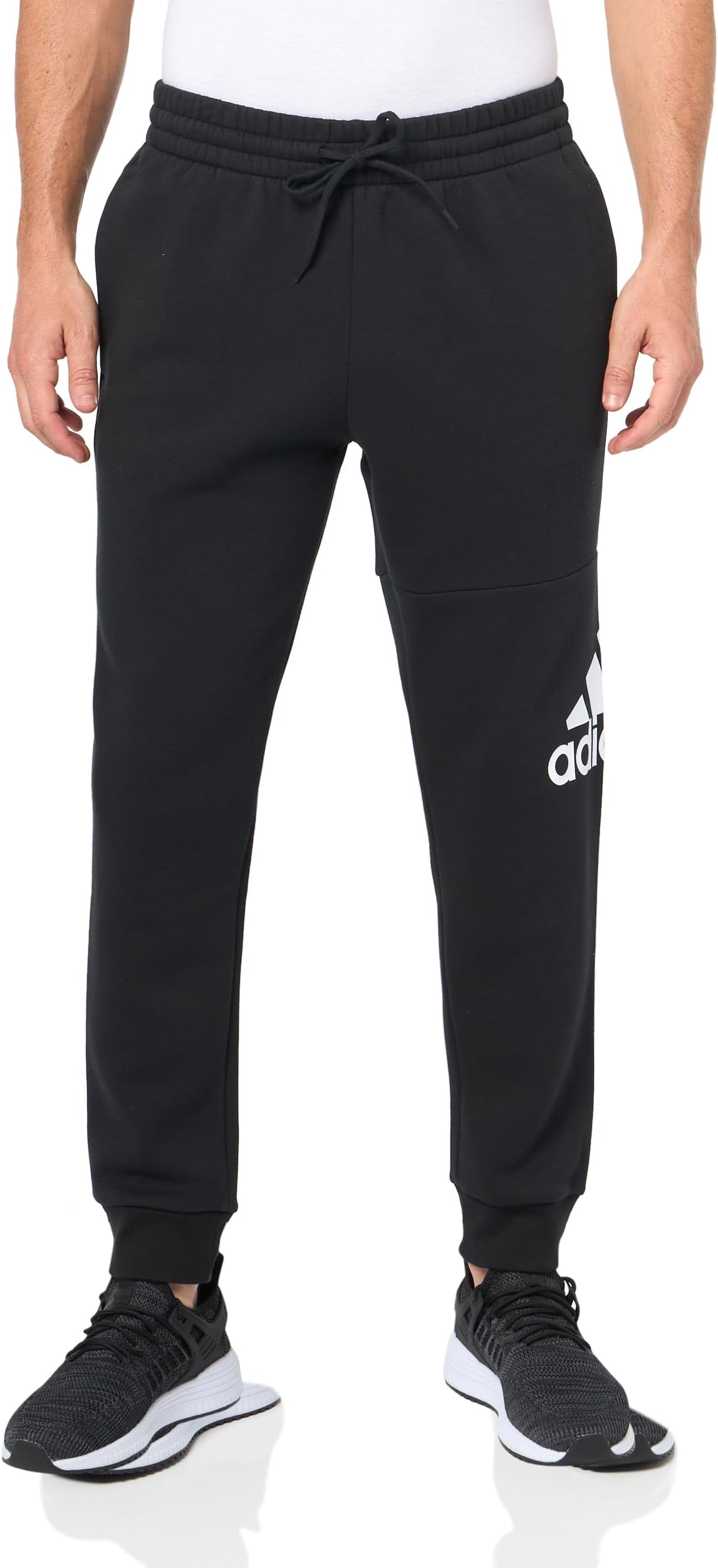 adidasMen's Essentials Fleece Tapered Cuff Big Logo Pants