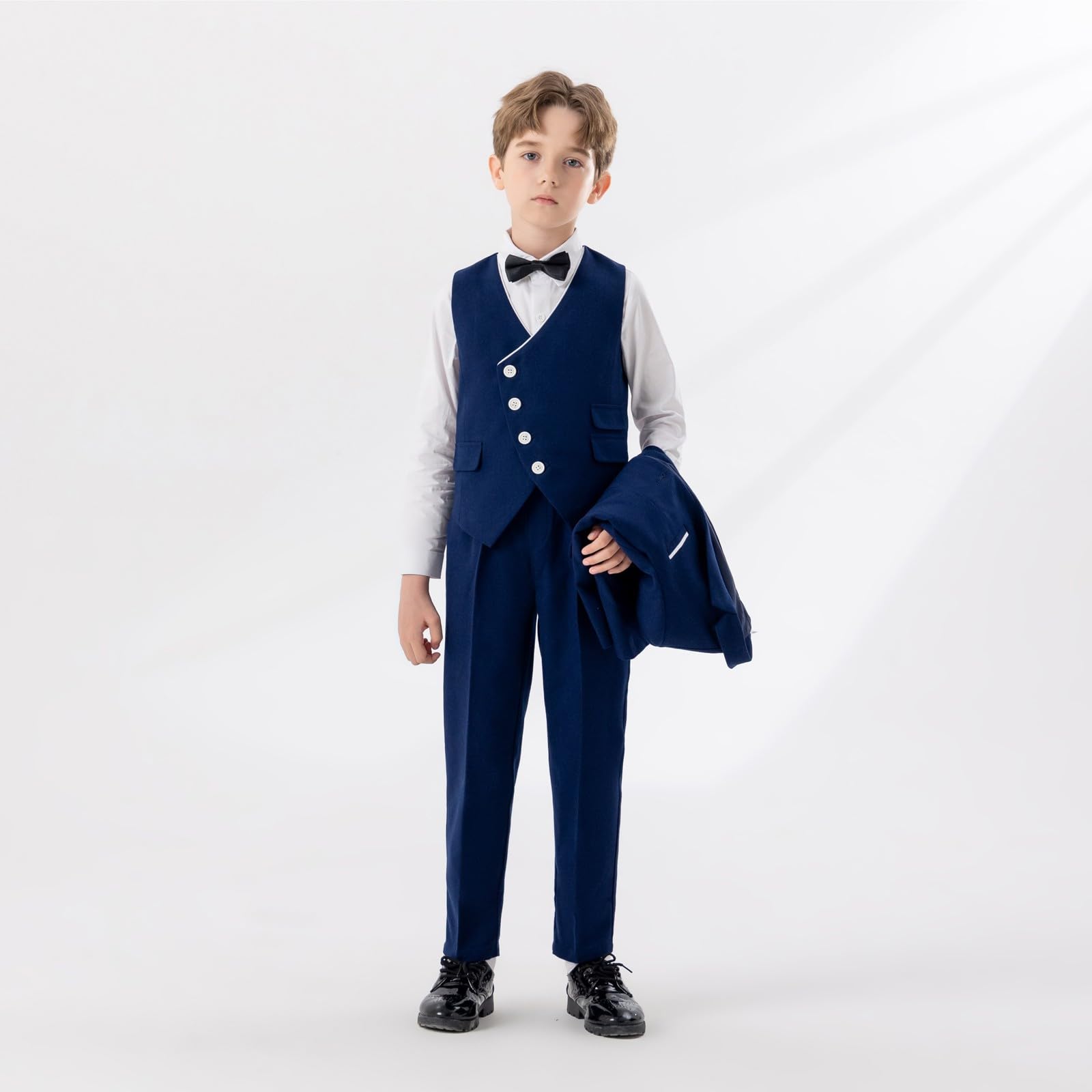 Generisch Elegante set invernale composto da giacca, gilet, cravatta, pantaloni, per occasioni festive, spettacoli dai 4 ai 12 anni, abbigliamento sofisticato
