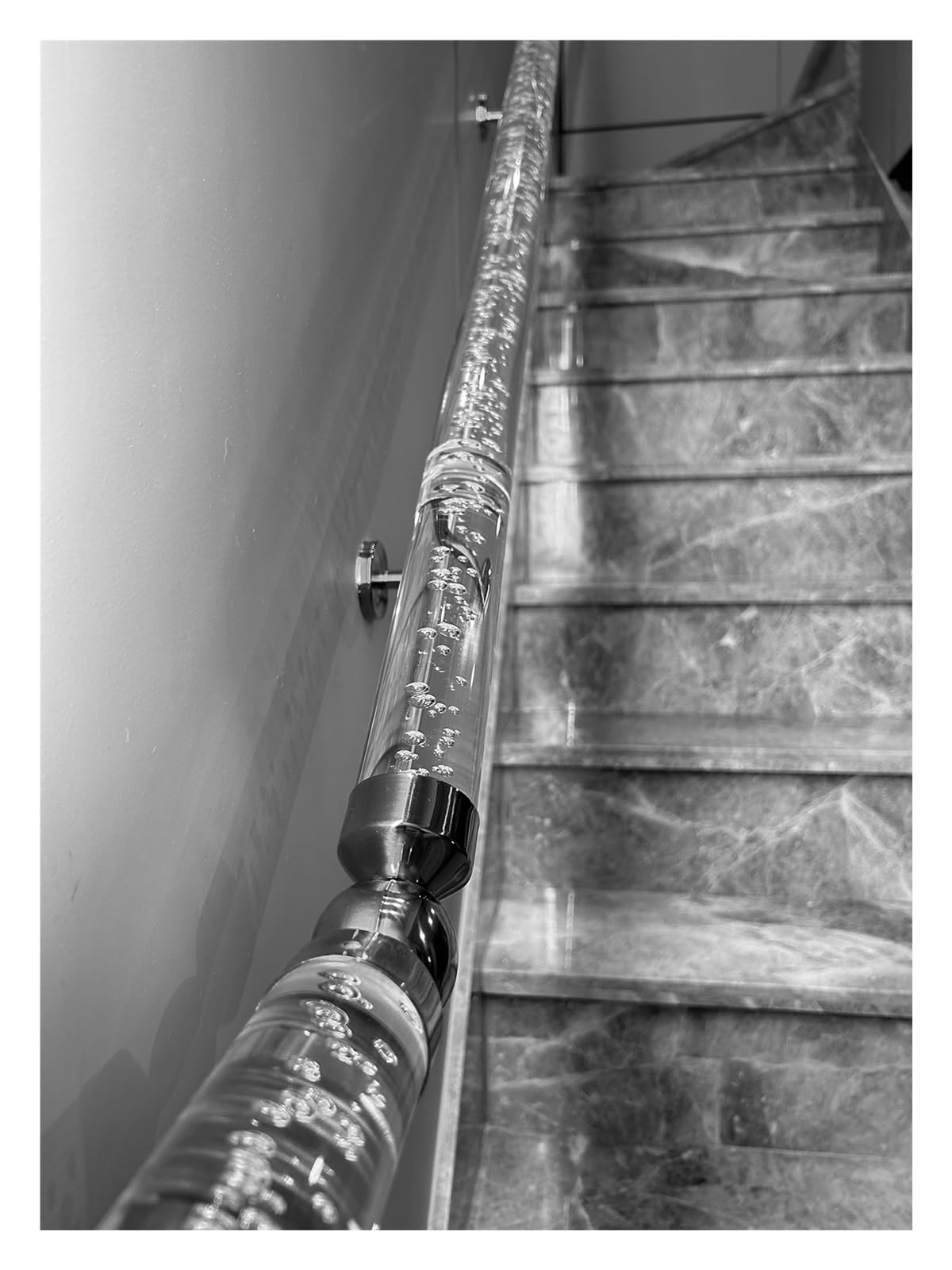 Barre d'appui escalier transparente en acrylique robuste et ronde