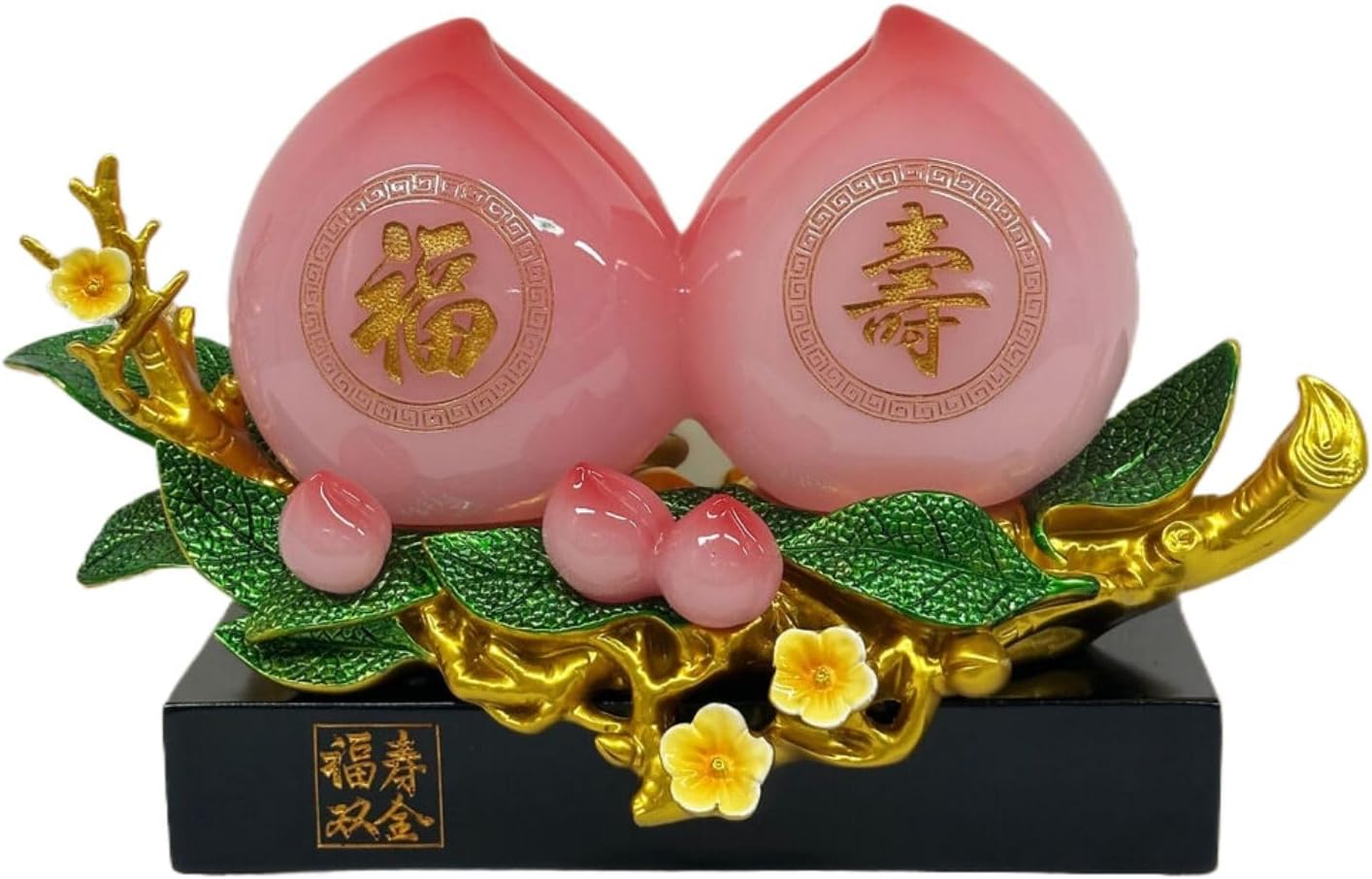 家居福寿双全寿桃蟠桃摆件 Feng Shui Figurine Home Office Decor Chinese Gifts 老人长辈祝寿生日礼物送礼品工艺品 8519