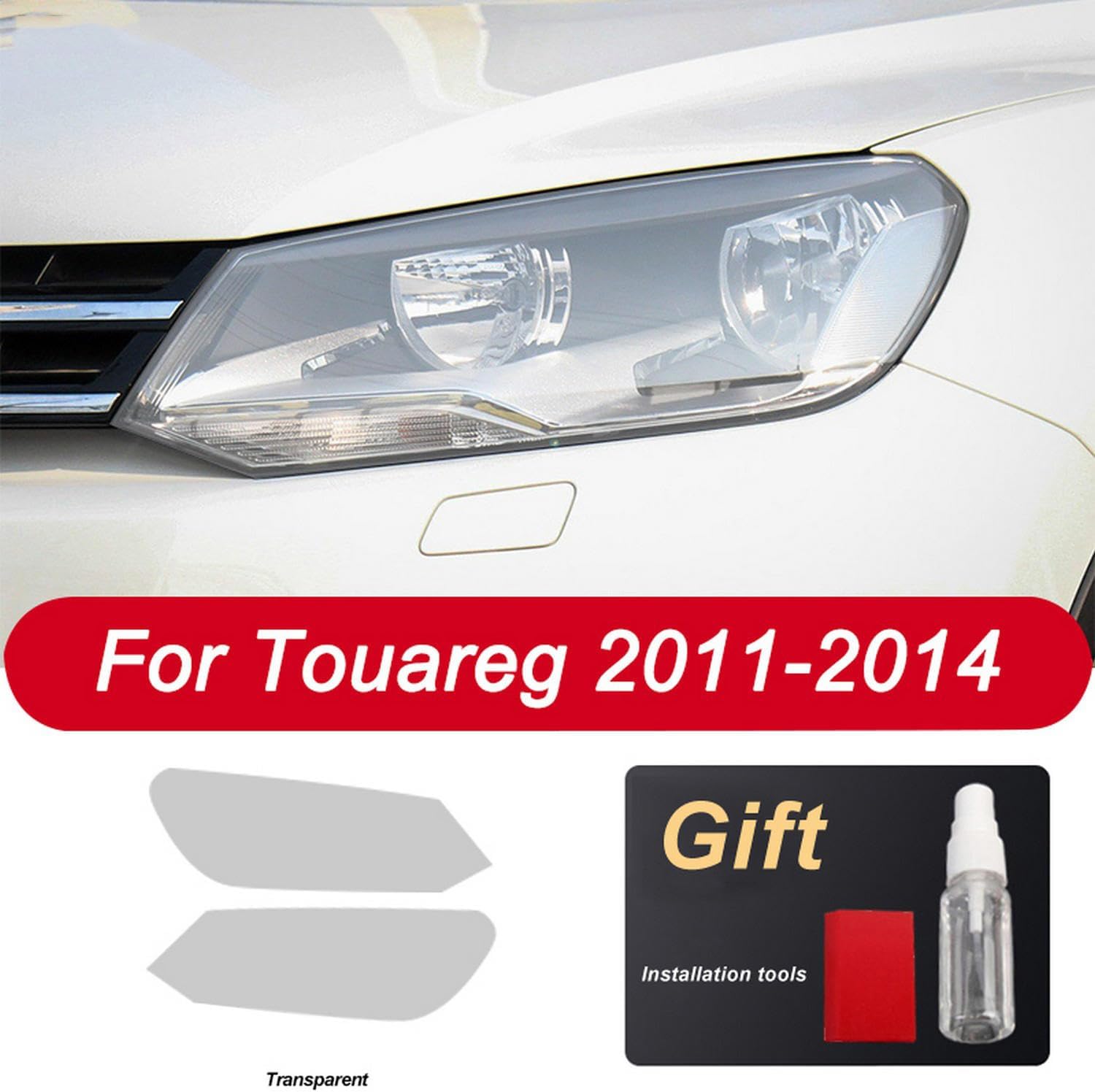 2 Pcs Car Headlight Protective Film Restoration Transparent TPU Sticker ，for olkswagen VW Touareg 7P CR 2011-On Accessories
