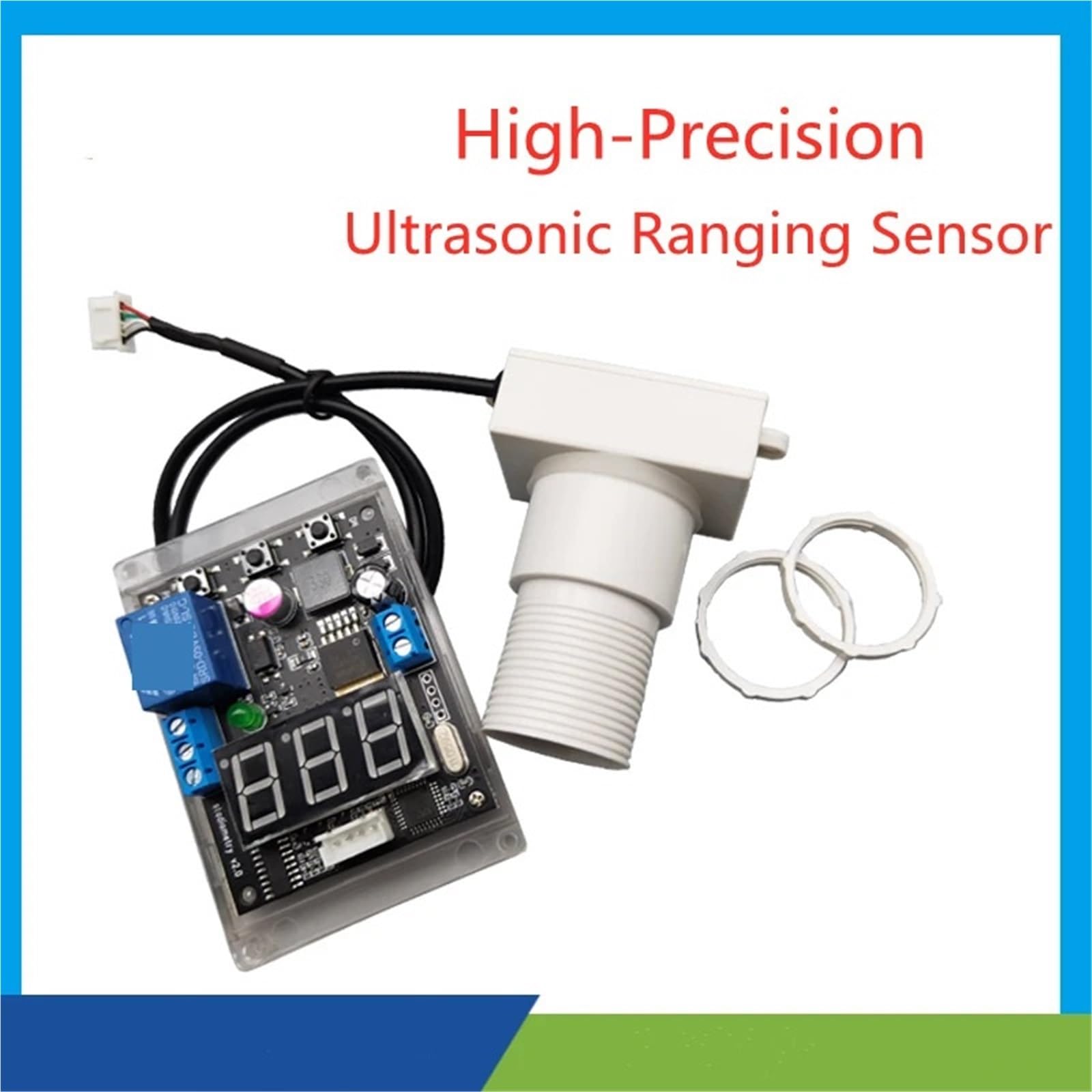 Ultrasound Ultrasonic Sensor Module with Relay Proximity Switch Output High Low Level ON/Off Range 22-600cm Water-Proof IP67(Supply Voltage DC12V)