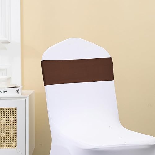 Vista 37 de Bandas negras para silla, 50 unidades, bandas elásticas de elastano con hebillas deslizantes, lazos elásticos universales para sillas para boda