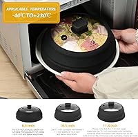 Vista 2 de Tapa protectora contra salpicaduras de microondas, cubierta de vidrio con silicona plegable para cubiertas de platos de 8.5 pulgadas, color negro
