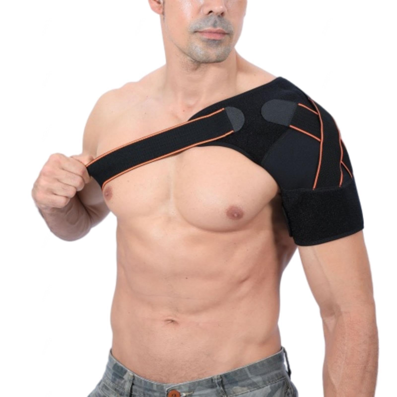 NIBHZ Tutore per Spalla, Spalla per Lesioni Riutilizzabile, Fascia di Supporto e Compressione Manica per Donna Uomo Spallaccio Cinturino di Stabilità, Imbracatura Braccio Sinistro e Destro,Orange