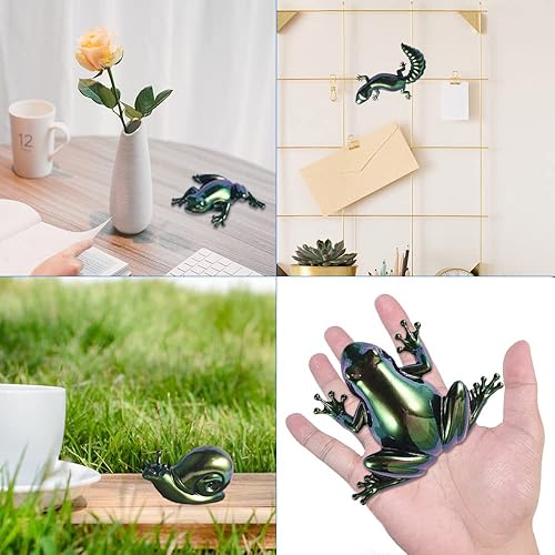 Miniatura 4 de AFUNTA 3D - Moldes de resina con forma de caracoles de lagarto de rana 3D, 3 piezas de moldes de resina epoxi realistas, para pared, escritorio,