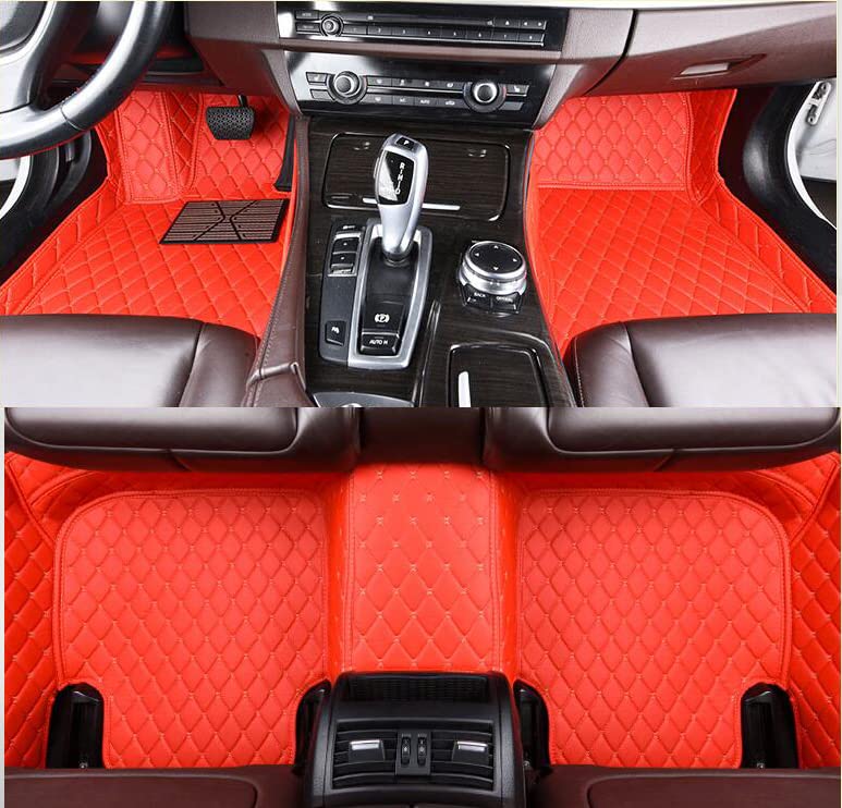 Custom Car Floor Mats Compatible with Mercedes-Benz A B C E G CL CLA CLK CLS ML EQA EQB EQC EQE EQS EQV GLA GLB GLC GLK GLS SLK SL SLC S R AMG GT Waterproof Car Mat (c-Red&Beige Line)