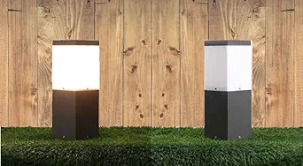 Classy Design Modern Shape Pole Lamp/Gate Light/Outdoor Lamp/Outdoor Light/Pillar Light/Garden Light for Outdoor Home, Rectangular Shape, Metal and PVC, Black and White, Pack of 2