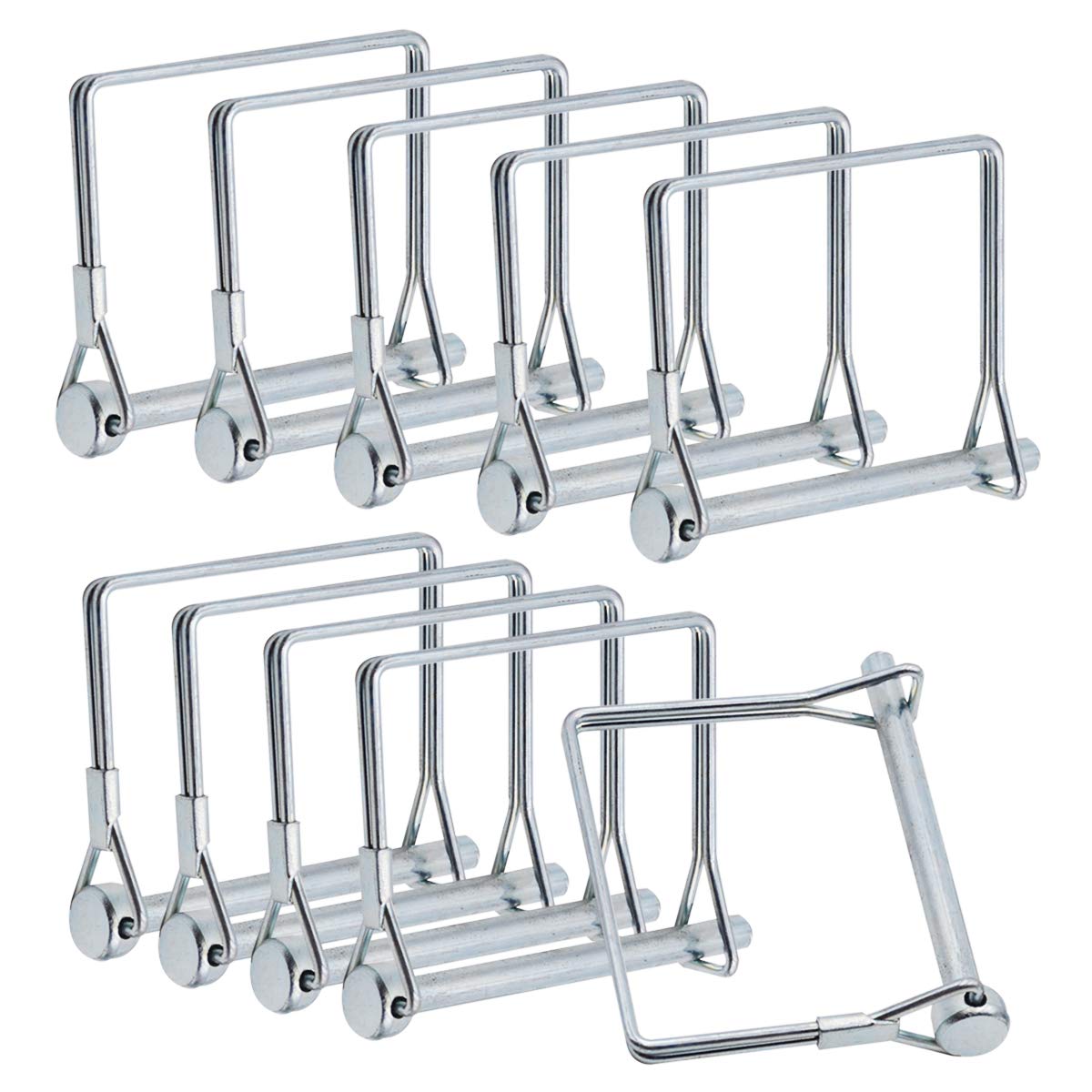 Famgee10 Pcs Shaft Locking Pin Coupler Wire Lock Pin Hitch Pin for Farm Trailers Wagons Lawn Garden Hitches 1/4 Inch Diameter (Silver) (Square)
