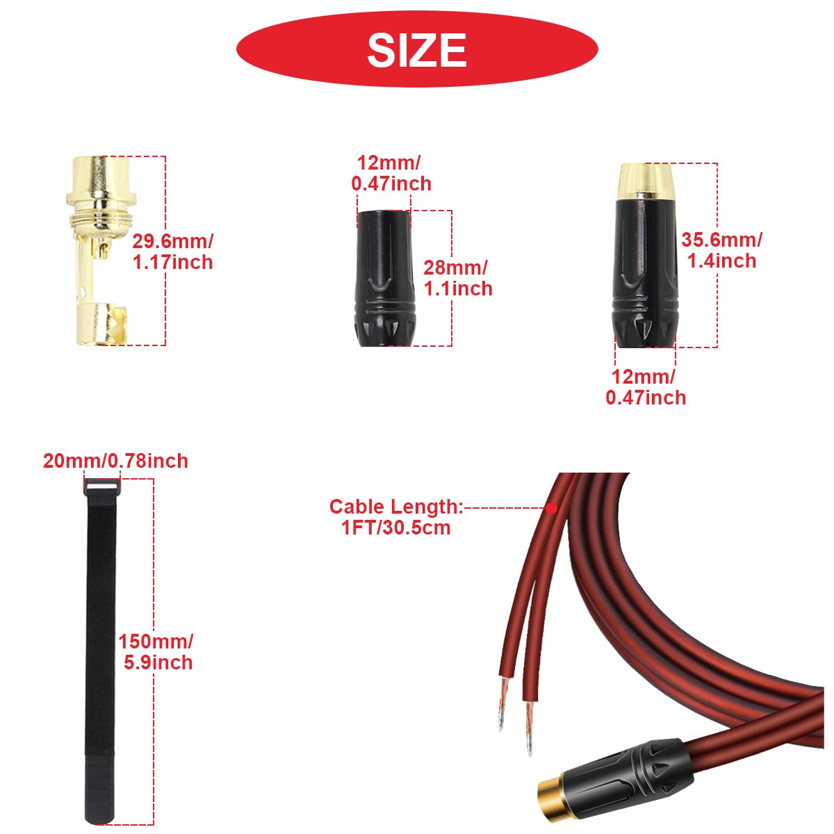 Amazon.co.jp: MKBKLLJY 2個RCA雌プラグから裸線スピーカーケーブル1FT