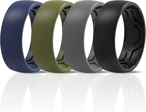 ThunderFit - Anillos de silicona para hombre, diseño de estampado transpirable, paquete de 1, 4 o 7anillos de 516pulgadas de ancho y 332pulgadas de