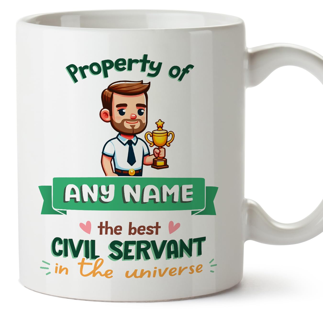 MUGFFINS Personalised Mug for Civil Servant Man - in English - Property of - Funny Custom Gift for Colleagues - Ceramic 11oz Mug