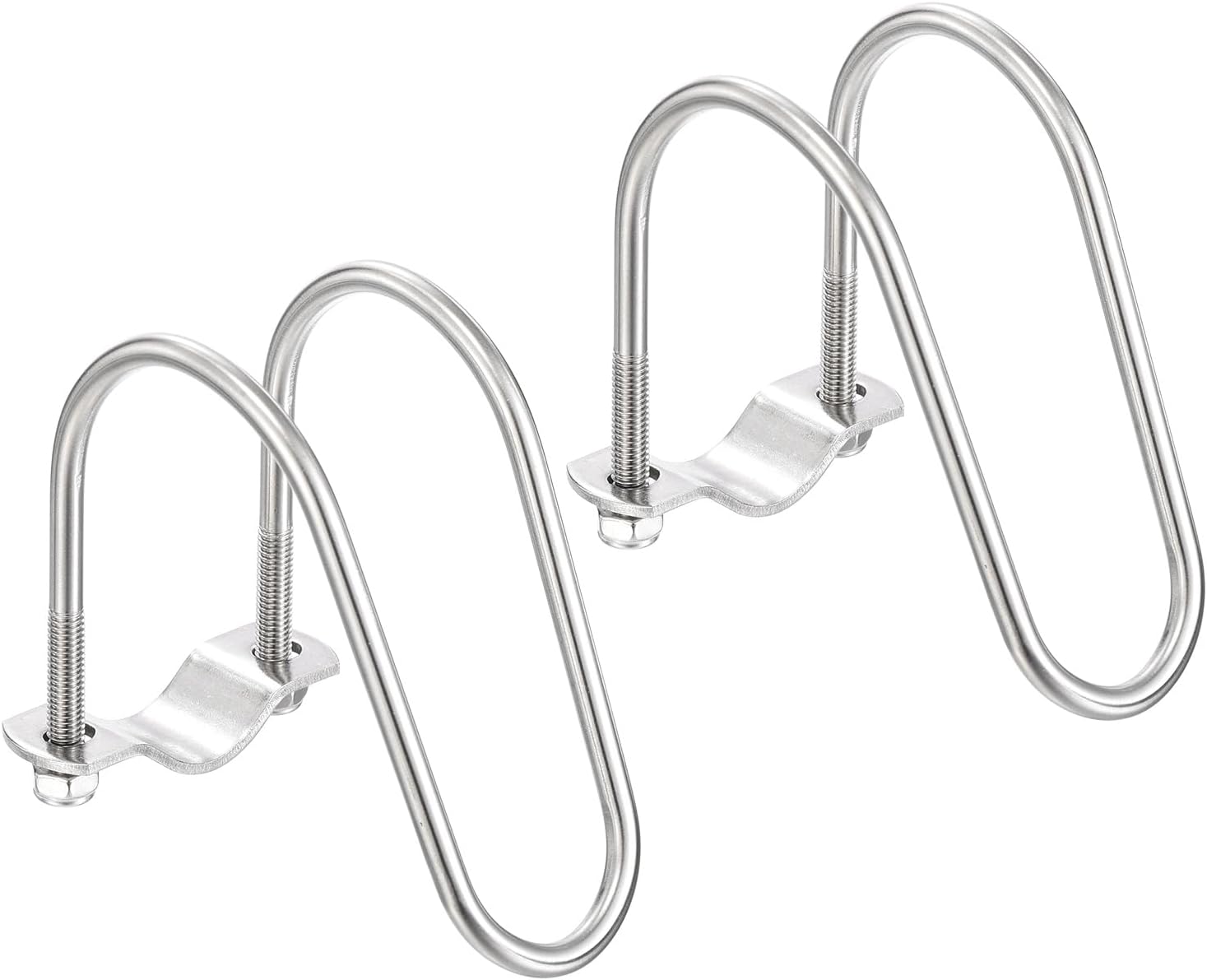 sourcing map 2pcs Cross Pipe Clamp 25mm x 50mm (0.98" x 1.97") M6 304 Stainless Steel U-Shaped Tube Buckle Crossover Steel Pipe Connector for Farm Greenhouse Awning Frames Nursery Fence