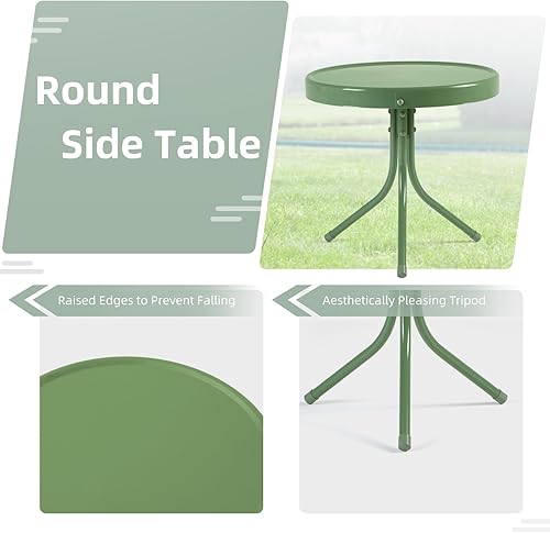 Miniatura 6 de Patio Bistro - Juego de asientos de metal retro para exteriores, juego de conversación de 3 piezas, 2 sillones de movimiento con resorte en C y mesa