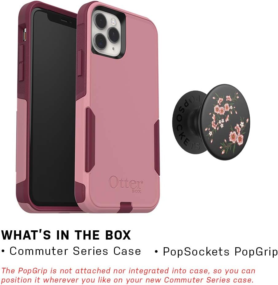 Bundle: OtterBox COMMUTER SERIES Case for iPhone 11 Pro - (CUPIDS WAY) + PopSockets PopGrip - (BLOSSOM FLAIR)