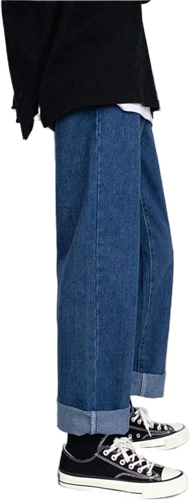 pantalones Coreano de la Pierna Ancha Jeans de los Hombres de la Moda  Casual Jeans de los Hombres Streetwear Salvaje Suelto Hip-hop Recto Pantalones  Pantalones de Hombre: Amazon.es: Ropa