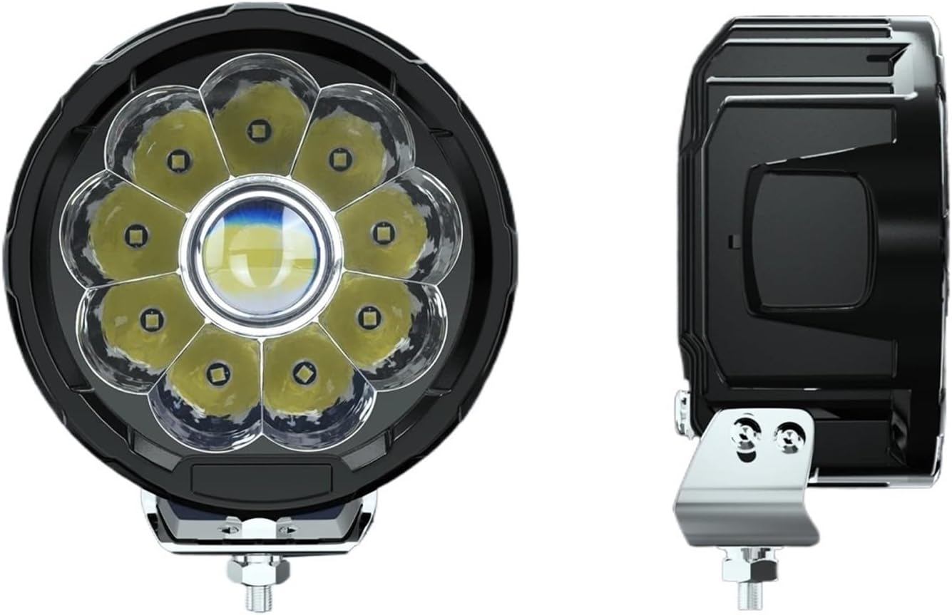 40W Yellow/White Round Work Light 12V 24V For Car High Bridges Search Light Spotlight for Off Road Truck ATV(White)