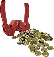 Vista 1 de Taponadora de botellas roja con tapas de corona de barrera de oxígeno dorado-144