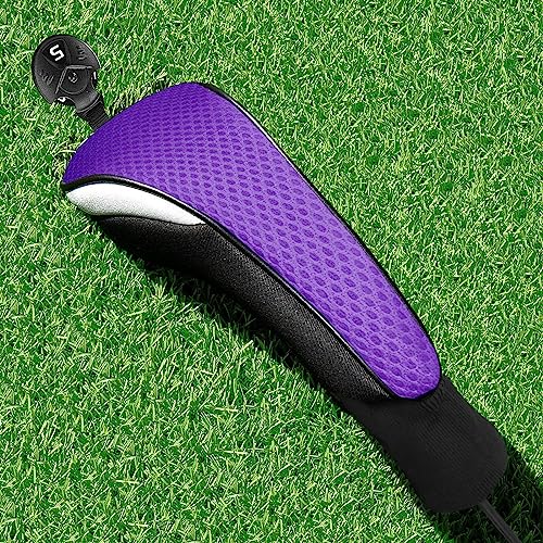FINGER TEN Golf Club Head Covers Woods Hybrids (1 Pack-Purple Hybrid Cover)