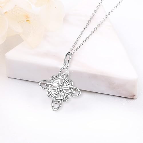Miniatura 3 de DAOCHONG Collar con colgante de nudo celta de plata de ley 925 de buena suerte para mujer