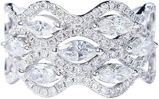 Viyuroyk 925 Sterling Silver Shiny full drill Hollowed out design Cubic Zirconia Rings Diamond Rings for Women Jewelry Findings Earring Backs Findings (US Code 6)