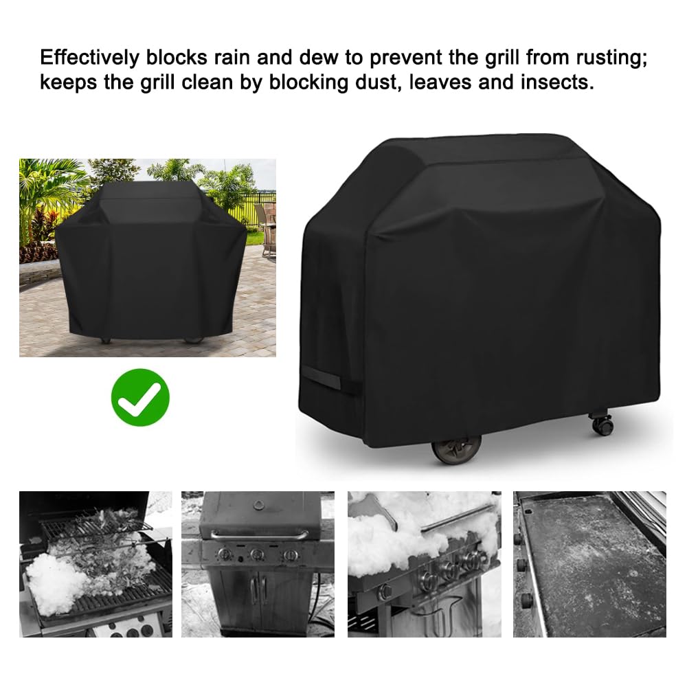 2 coperture protettive per griglia, 140 x 59 x 107 cm, in tessuto Oxford 600D nero, copertura per barbecue, antipolvere