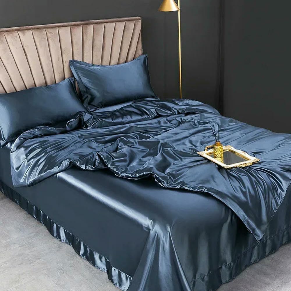 XDMING Mulberry Silk Bedding Set Bed Sheets and Pillowcases King Size Bedding Sets Soft Skin Friendly Silky Bed Sets — image 1