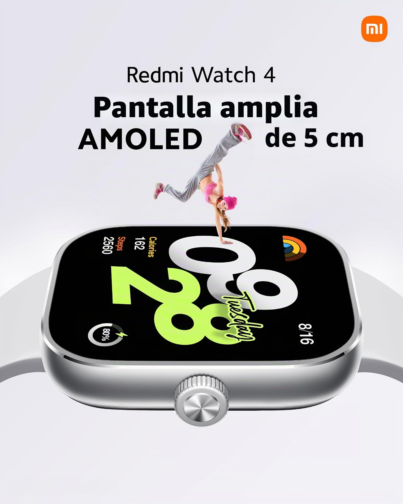 XIAOMI Redmi Watch 4 - Llamadas Bluetooth, Pantalla AMOLED de 1,97”, Monitor de frecuencia cardíaca, hasta 18 días de autonomía, Negro (Versión ES)