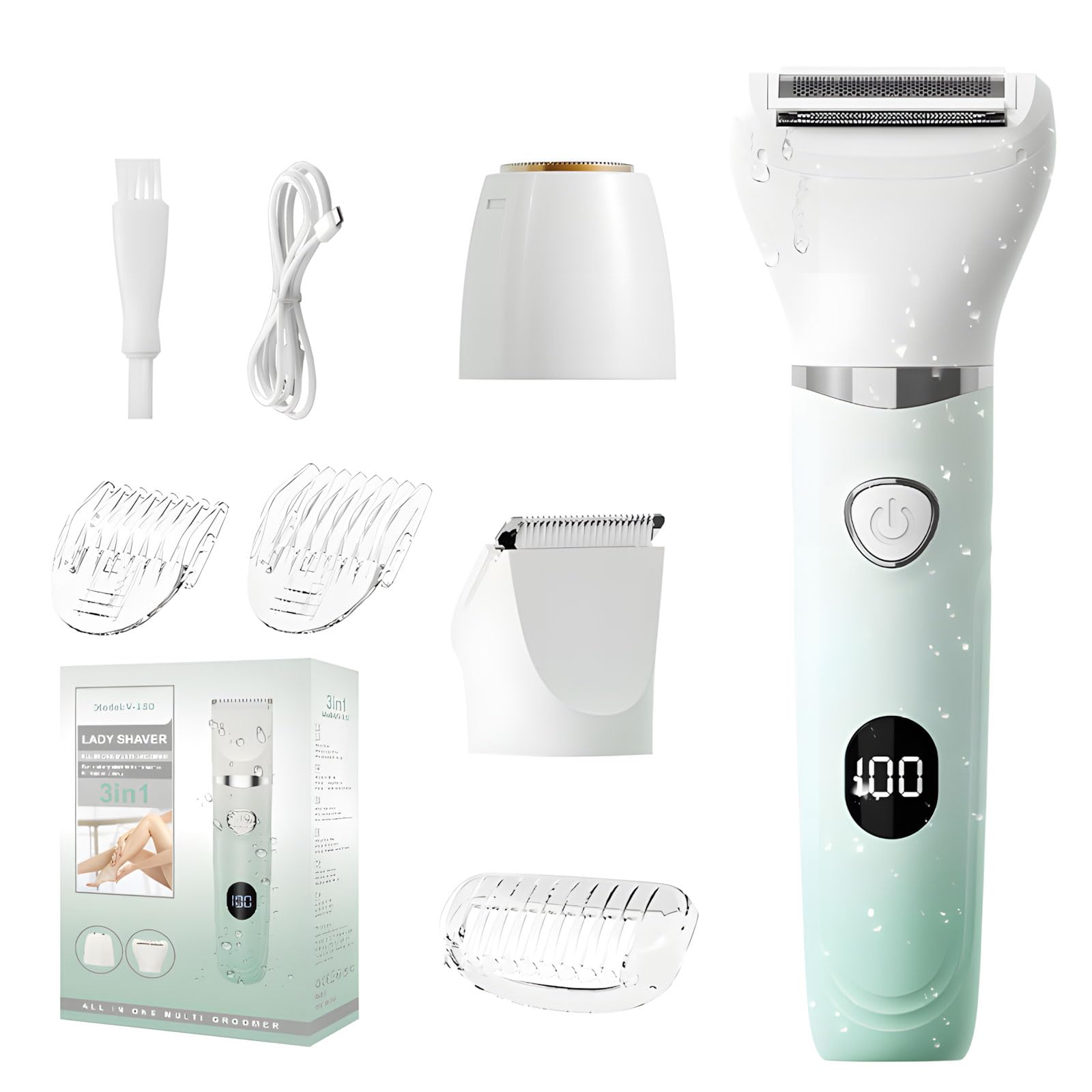 Rasoio elettrico per le donne 3 in 1 rasoio da donna per sopracciglia, naso, viso, gambe, ascelle rasoio portatile per bikini, trimmer bikini per donne
