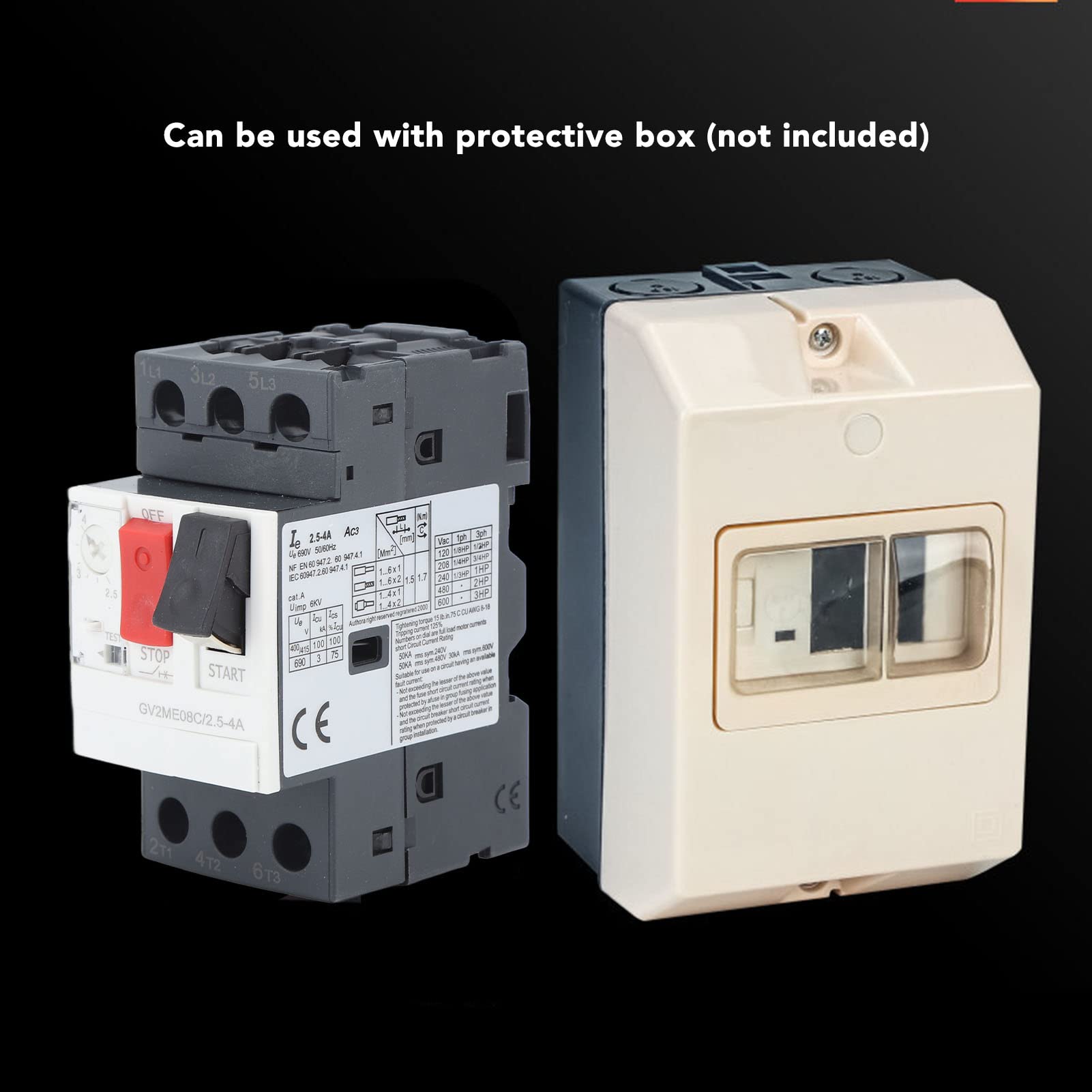 Disjoncteur Moteur Protection contre les Courts-circuits contre les Surcharges Commutateur de Protection du Démarreur AC690V 35mm Montage sur Rail Bouton Poussoir (GV2-ME08C 2.5-4A)