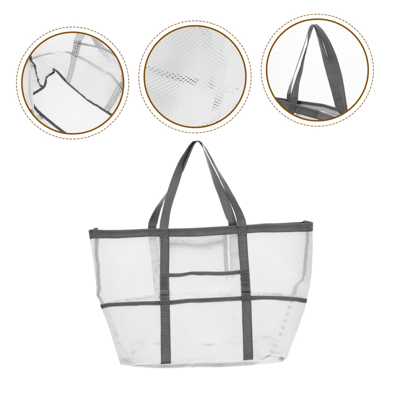 DOITOOL 2pcs Tote Handle Mesh Toy Use Bag Beach Organizer for Organizers Shower Basket Outdoor with, Whitex5pcs, 59x36cmx5pcs