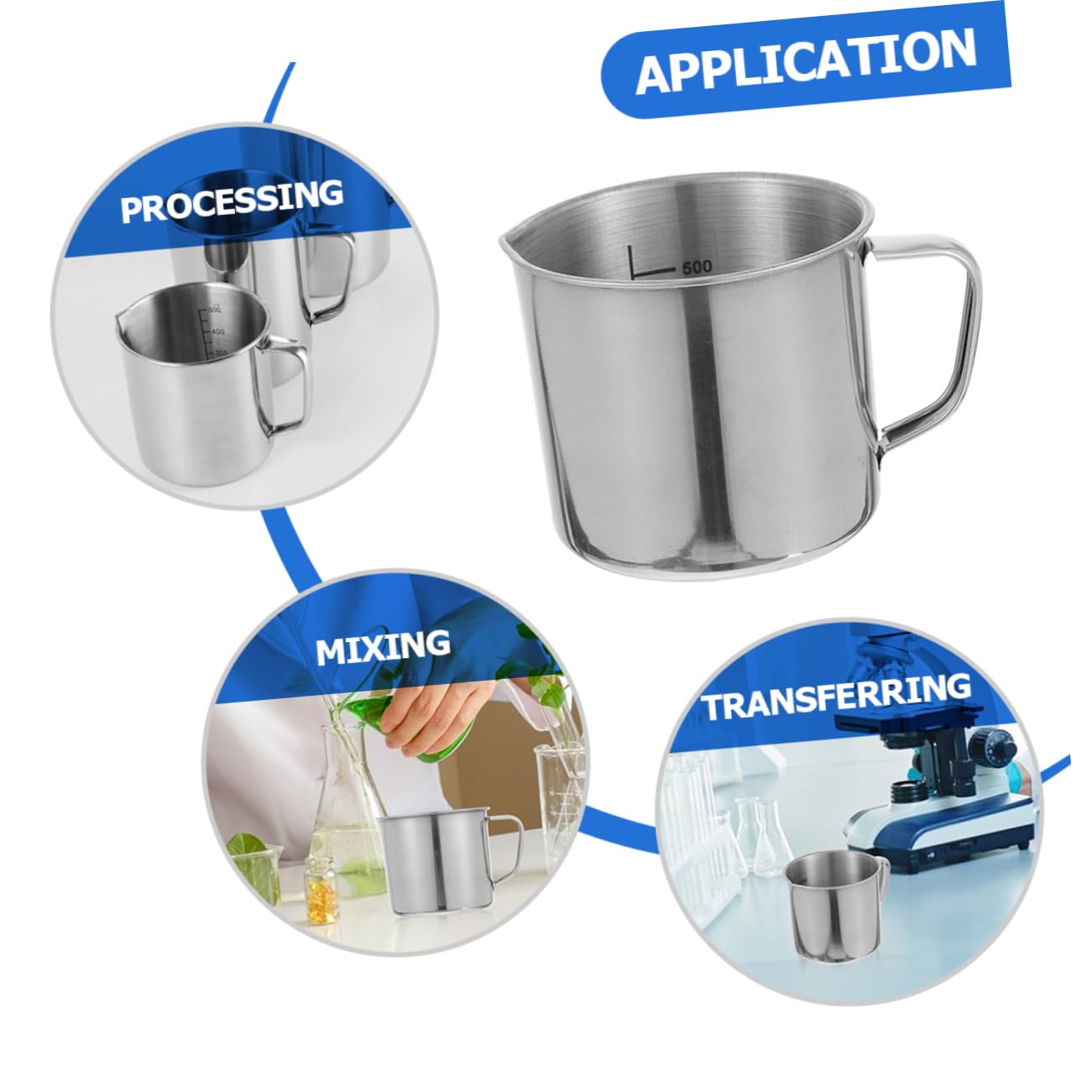 ABOOFAN Set Di 3 Vetrerie Per Chimica Misurino in Acciaio Inossidabile Da 500 Ml Bilancia