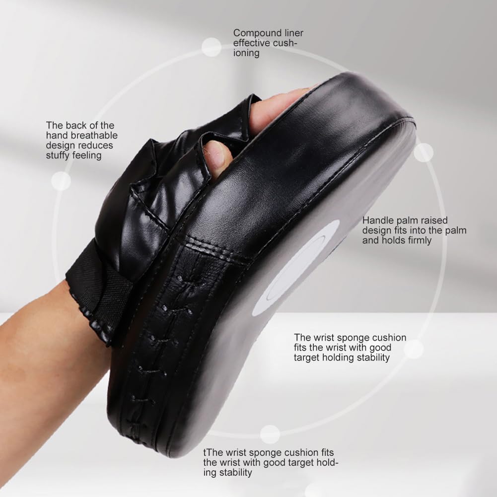 Objetivo de Mano de Boxeo Curvo Cuero de PU Objetivo de Mano de 5 Dedos Manoplas de perforación Curvas Transpirables Almohadilla de Enfoque de Boxeo para Entrenamiento de Artes Marci