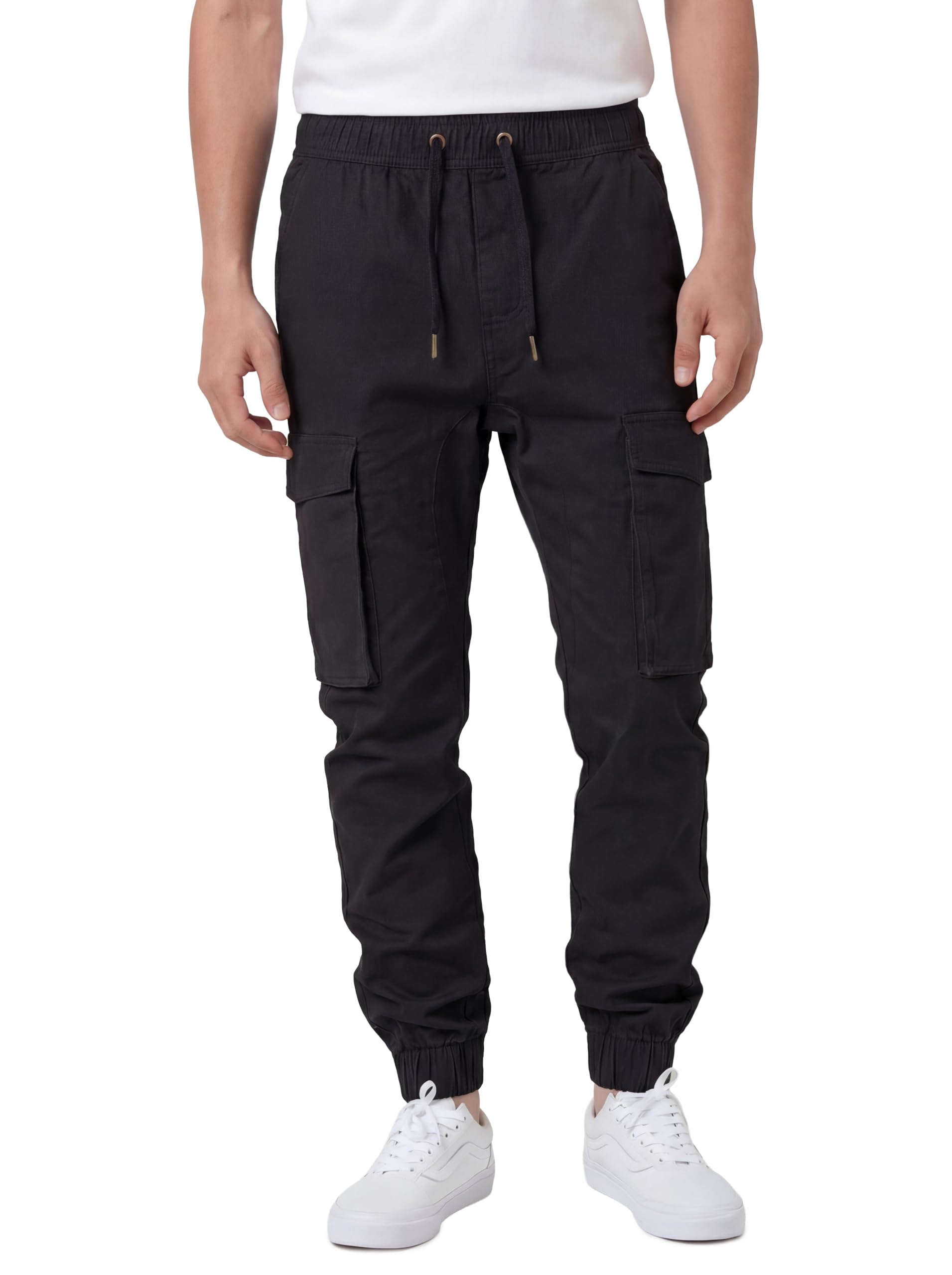 Black Cargo Joggers for Men Elastic Waist Cargo Pants Casual Khaki Joggers with Pockets