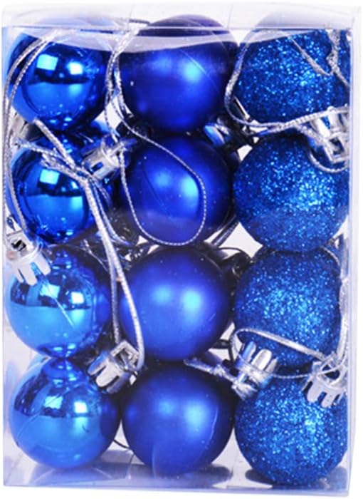 24個入り グリッターブルー ミニクリスマスボール プラスチック 飛散防止 オーナメント クリスマスボール デコレーション ツリー吊