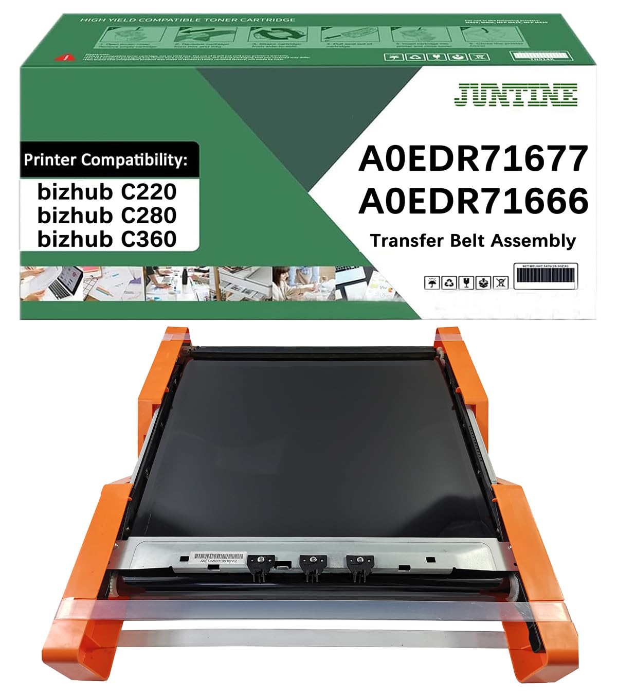 JUNTINE Remanufactured A0EDR71677 Transfer Belt Assembly Replacement for A0EDR71677 A0EDR71666 Transfer Belt Assembly Compatible with Konica Minolta bizhub C220 C280 C360 Printers(1-Pack)