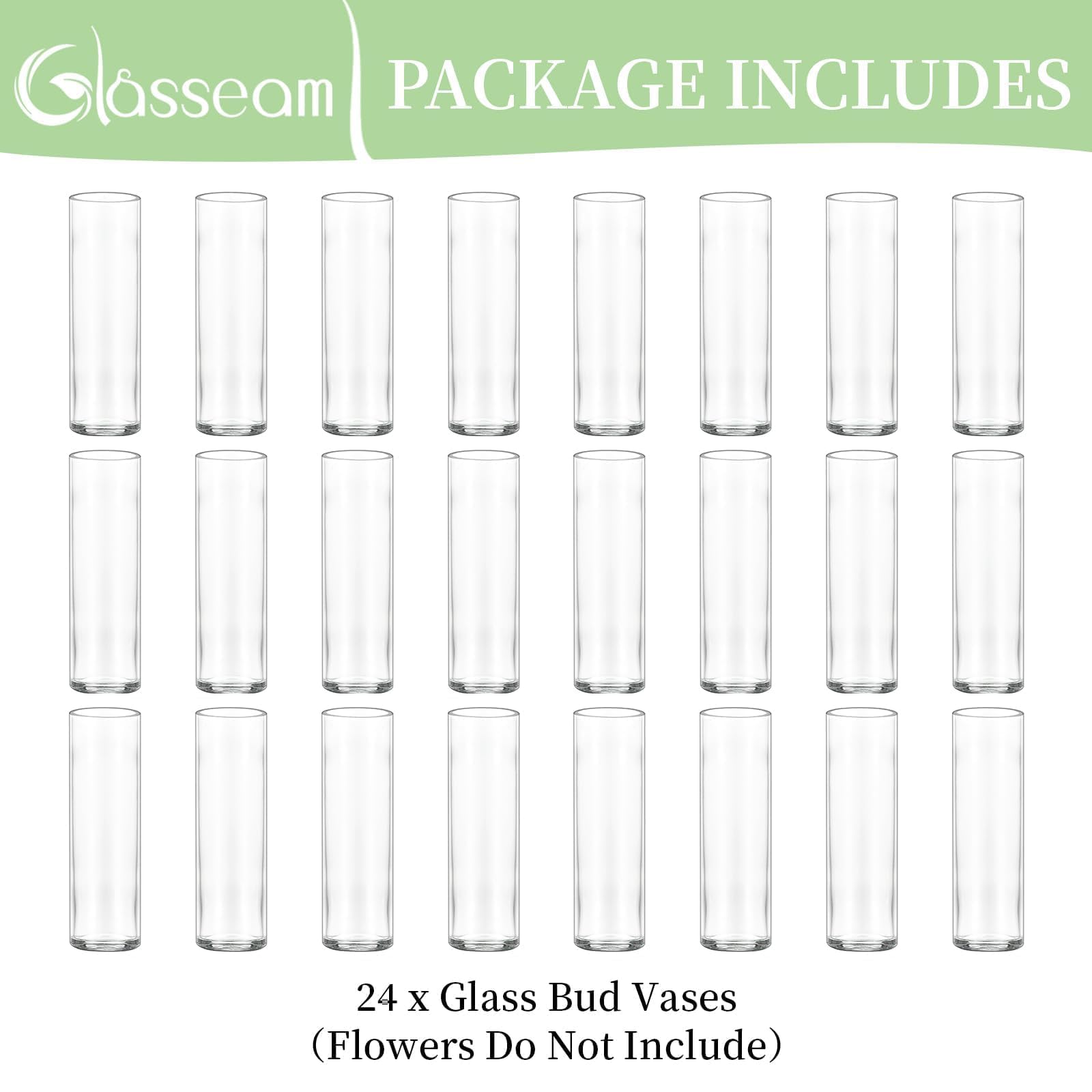 Glasseam Glasvase Zylinder für Tafelaufsätze Deko: 24er Kleine Vase Glas Blumenvasen Set für Hochzeit Tischdeko Home Tisch Dekoration - Klein Blumenvase Modern Glasvasen für Blumen Pflanzen Tulpen