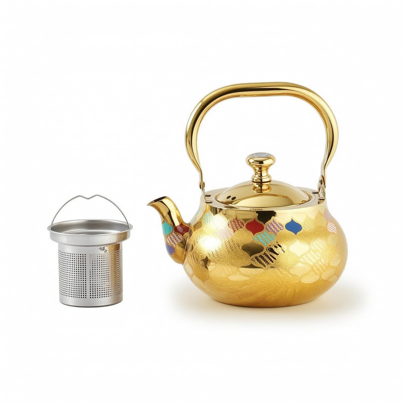 Sharplace Tetera de Acero Inoxidable Tetera Hervidor Caldera con Construcción Metálica Robusta y Boca Ancha Infusiona con Equilibrio Apta para Reuniones Casa, Dorado, 2.5L