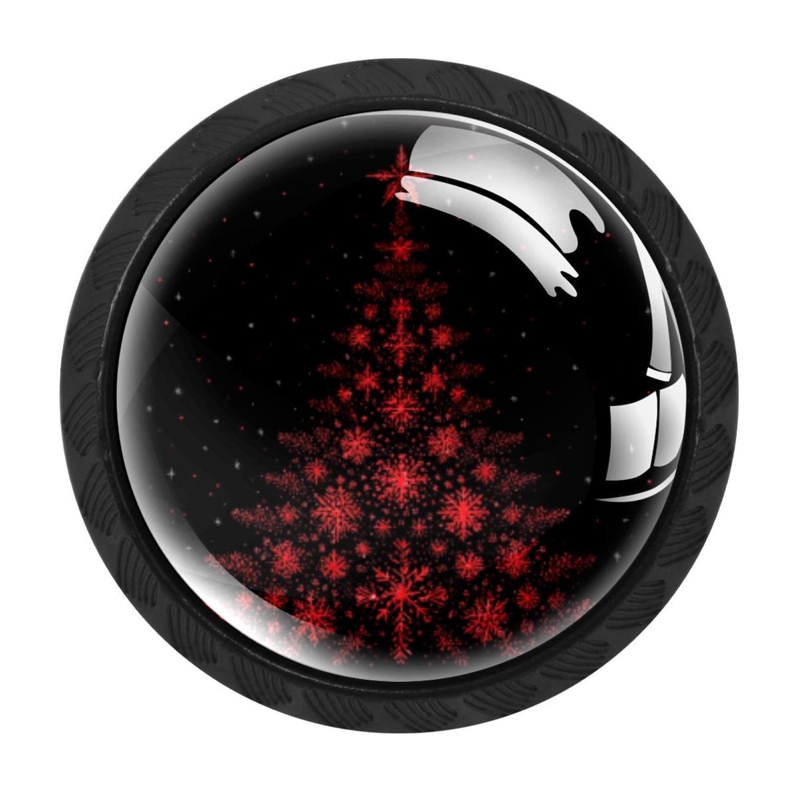 Chenzzzz Multicolored 01 4 Pcs Christmas Tree Red Snowflakes (5) Cabinet Knobs Crystal Drawer Pulls For Kitchen, Bathroom Cabinet, Dresser And Cupboard