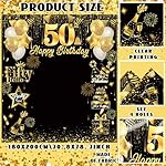 50th Birthday Banner, Large Photo Booth Backdrop - Black & Gold Fifty Birthday Decorations - Image 5