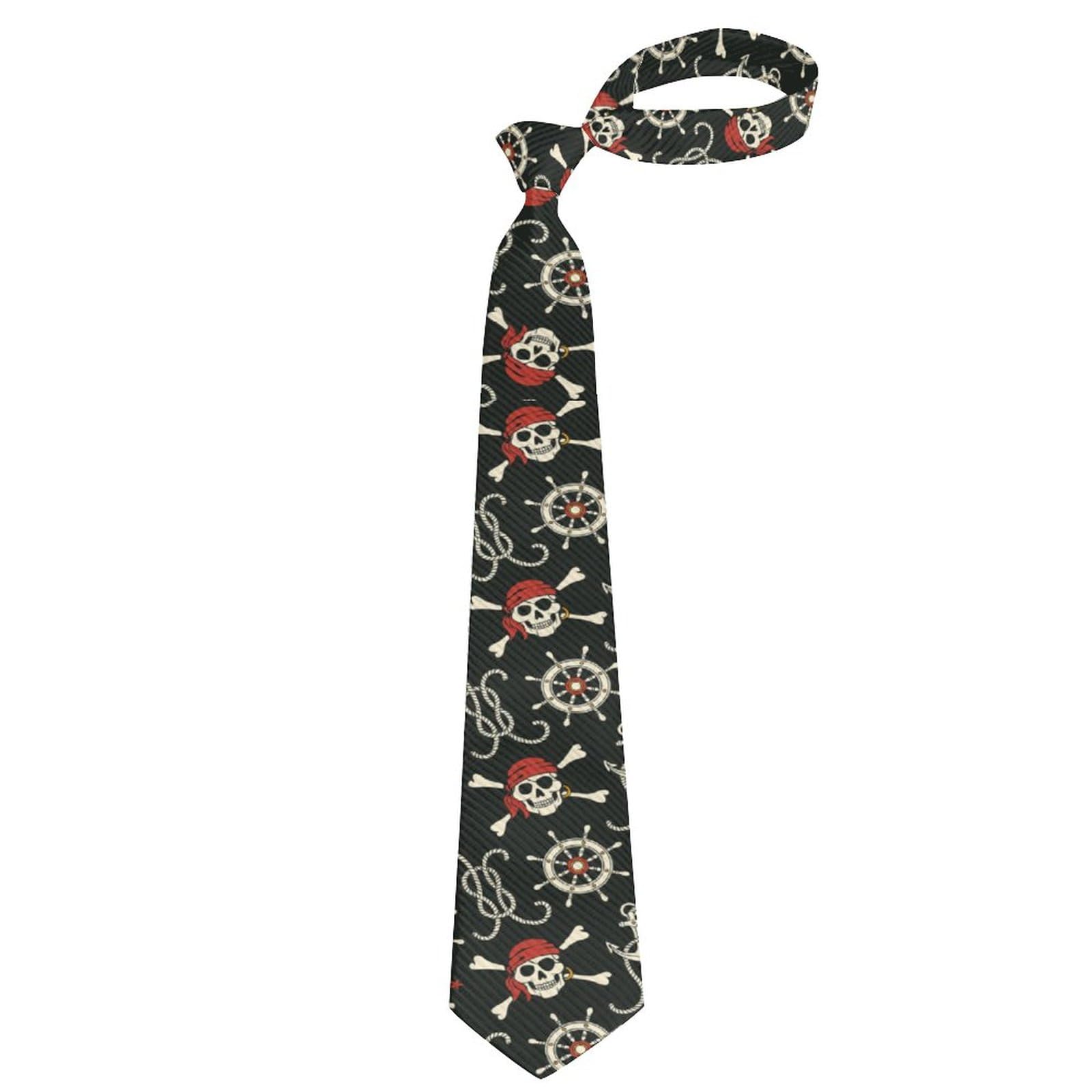 PUYWTIY Novelty Ties for Men Nautical Anchor Pirate Skulls Crossbones Neck Ties, Fashion Holiday Season Party Festival Necktie for Christmas Wedding Daily