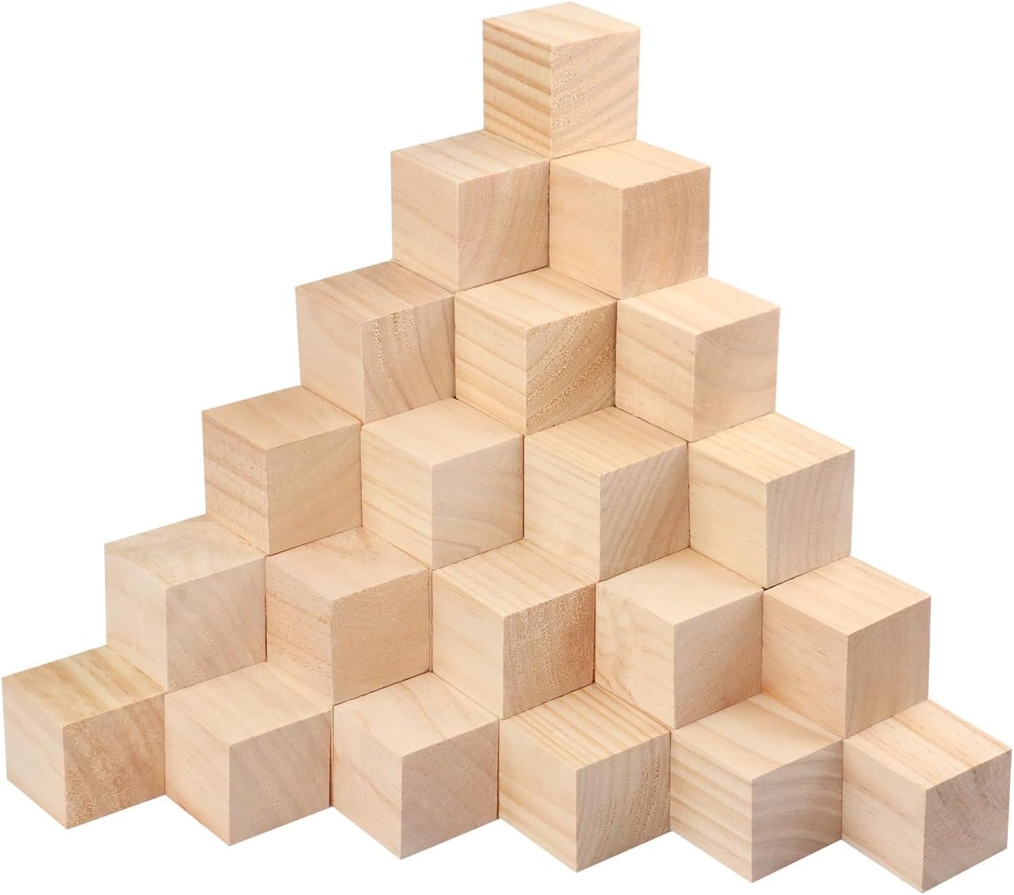 Wooden Cubes 50pcs Unfinished Wood Blocks Set 1 inch