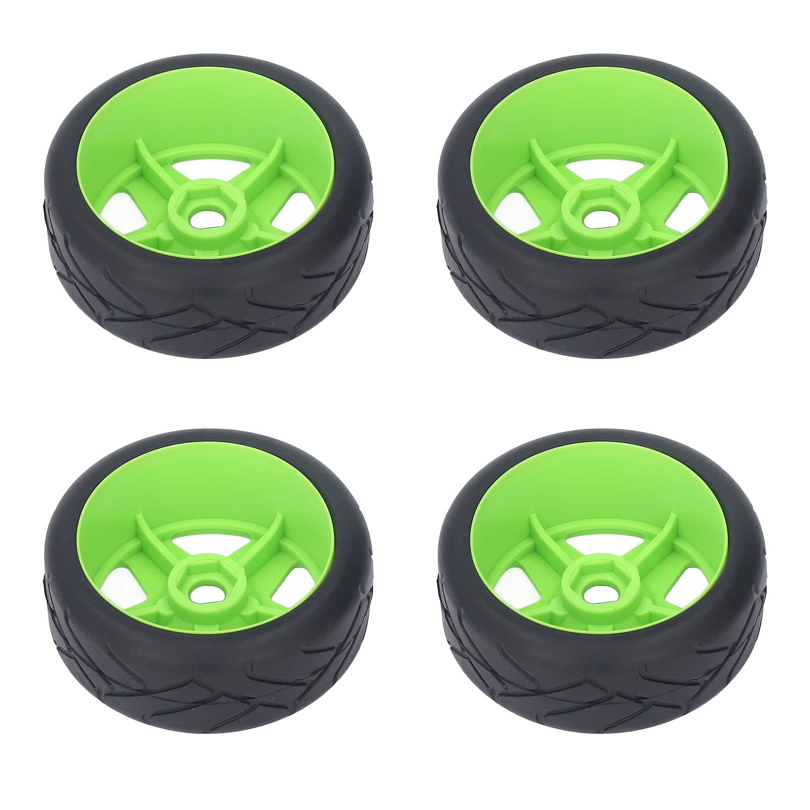 Rimes de Ruedas de plástico para Carreras 1/8 RELAS RC RC con neumáticos de Goma de Agarre Fuertes 4 pcs (Verde)
