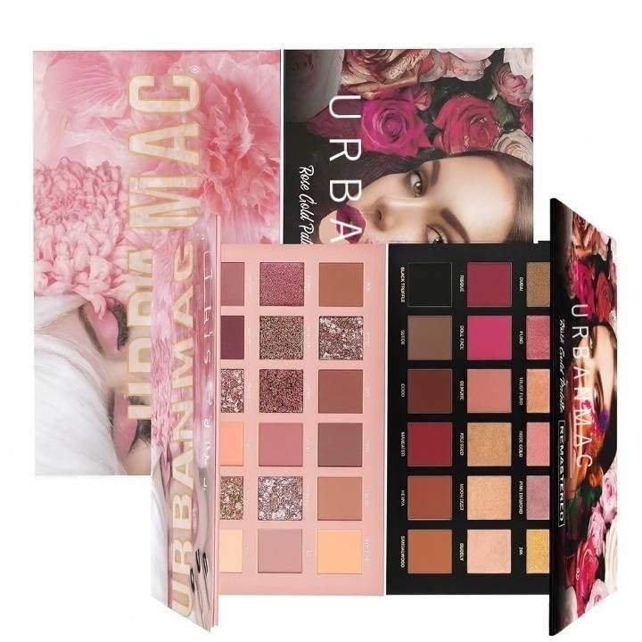 URBANMAC Nude and Rose Gold Eyeshadow Palette Combo, Shimmery Finish