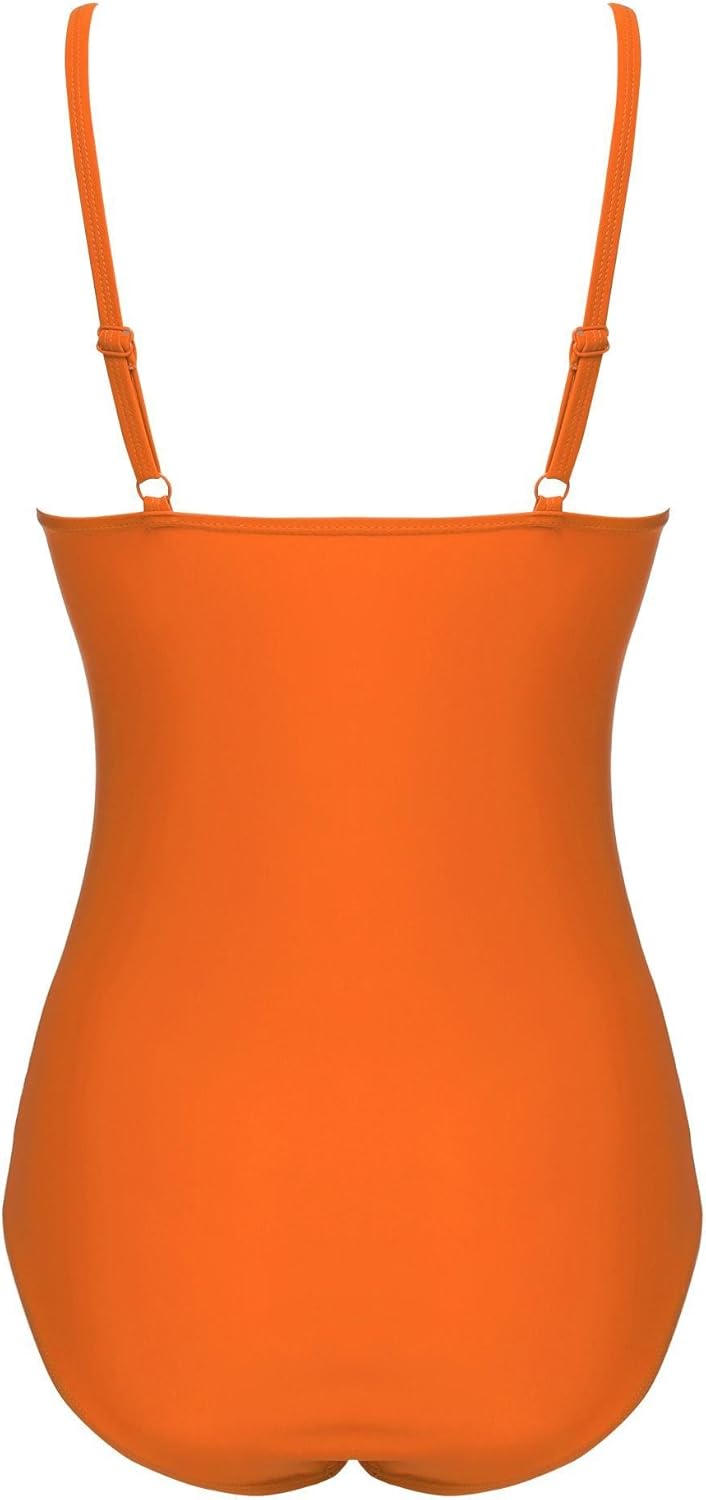 Ekouaer Women's One Piece Swimsuit Ruched Tummy Control Bathing Suits Vintage Retro Push Up Swimwear - Image 5