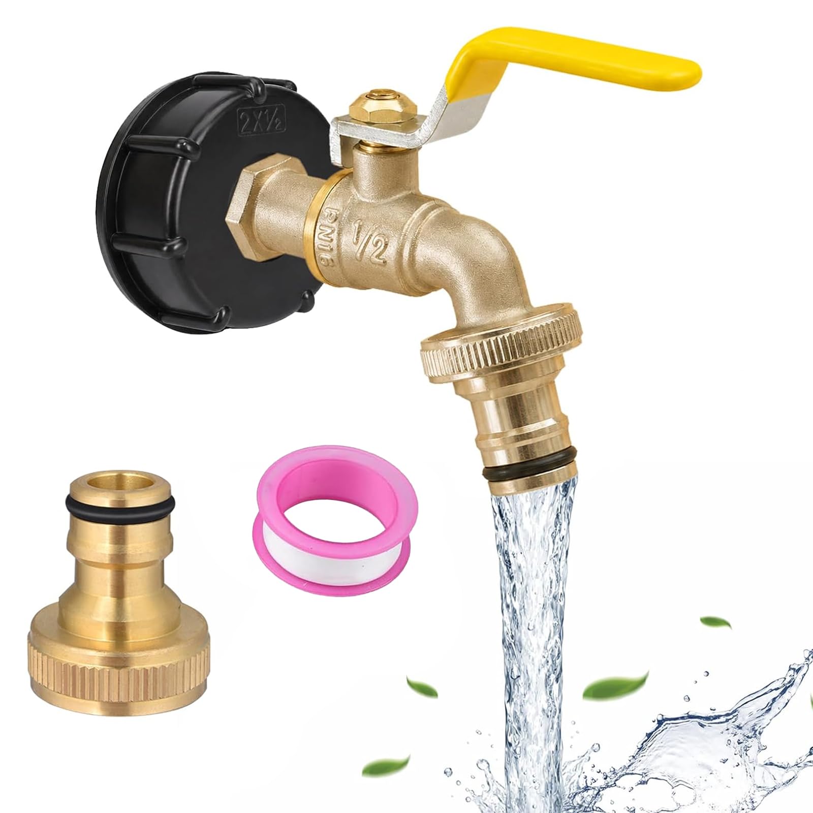 IBC Tank Fittings, 1/2 Inch IBC Tank Valve for S60x6 Water,1000L IBC Tank Adapter,Suitable for taps on Water Tanks or rainwater Collection Tanks, Outdoor Garden taps, and Water Tank Hoses