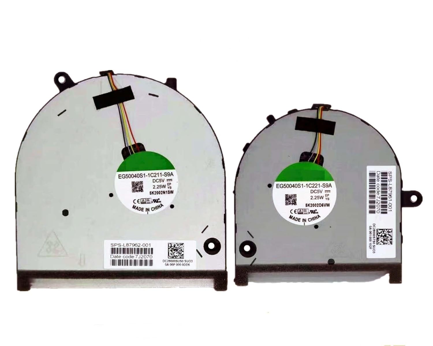 Replacement New Laptop CPU + GPU Cooling Fan for HP Envy 17M-CG 17M-CG0013DX 17M-CG1013DX TPN-C146 P/N: L87962-001 L87961-001 EG50040S1-1C210-S9A EG50040S1-1C220-S9A DC5V 2.25W Fan