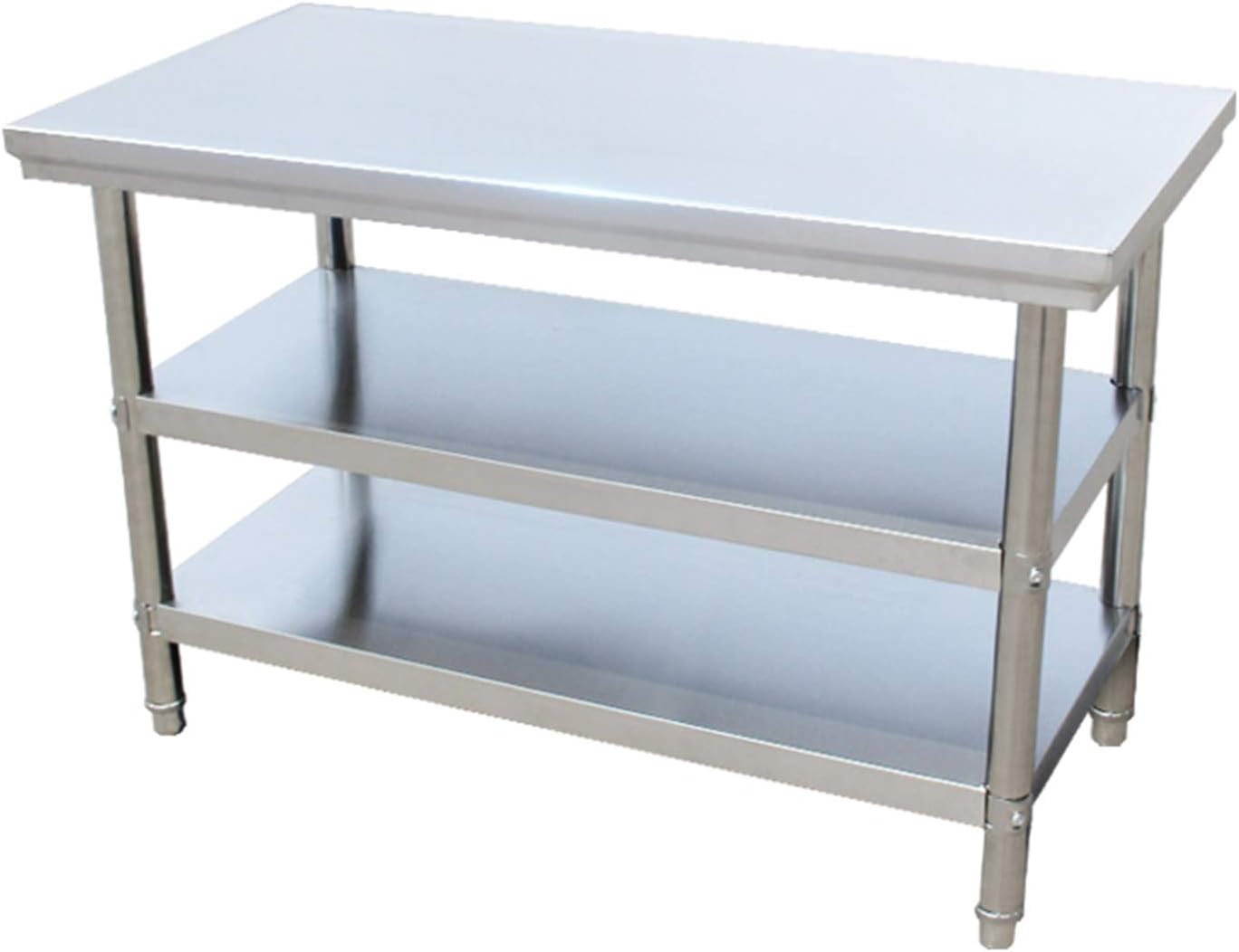 Stainless Steel Workbench Commercial Storage Workbench Two-Tier Load 500kg Balcony Storage Workbench for Kitchen Hotel Household (100 * 50 * 80 Three Layers)